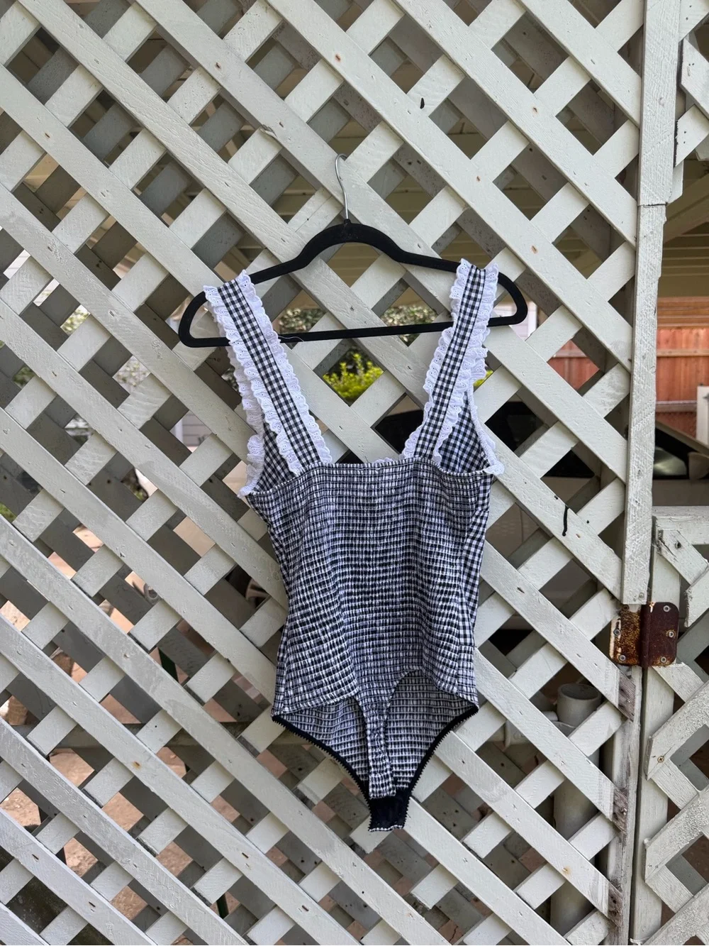 Free people Cassie Gingham Ruffle Bodysuit